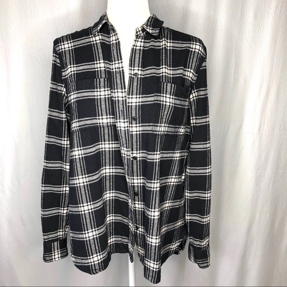 Madewell Tops - Madewell Black and White Plaid Flannel Shirt